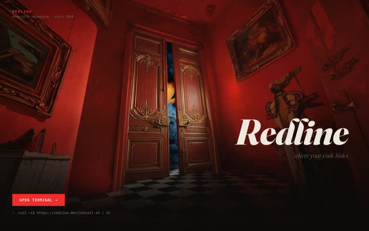 Redline — B2B developer SaaS one-pager, red-accent dark theme