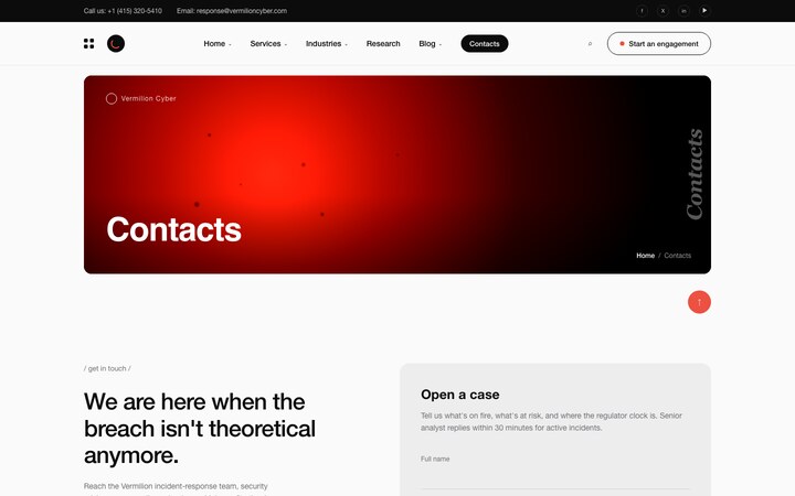 Vermilion Cyber website screenshot